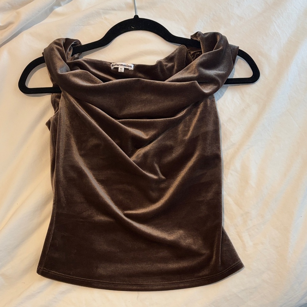 Brown Velvet off the shoulder reformation